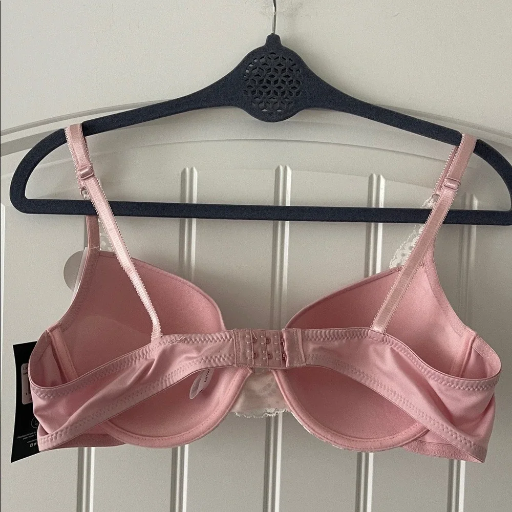 Laura Ashley Smokey Pink Comfort‎ Push Up Lace Bra 38C NWT